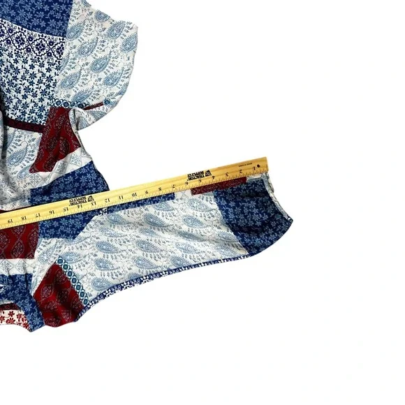 Zac & Rachel Patchwork Blouse‎ Paisley Floral Print Bohemian Top S/C - Picture 13 of 14